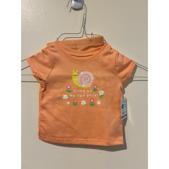 **4 for $20** NWT Garanimals Shirt & Shorts Outfit - Orange Snail - 0-3M - Picture 1 of 5
